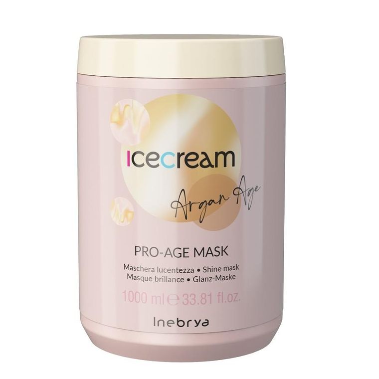 Inebrya, Ice Cream Argan Age, nabłyszczająca maska z olejkiem arganowym, 1000 ml