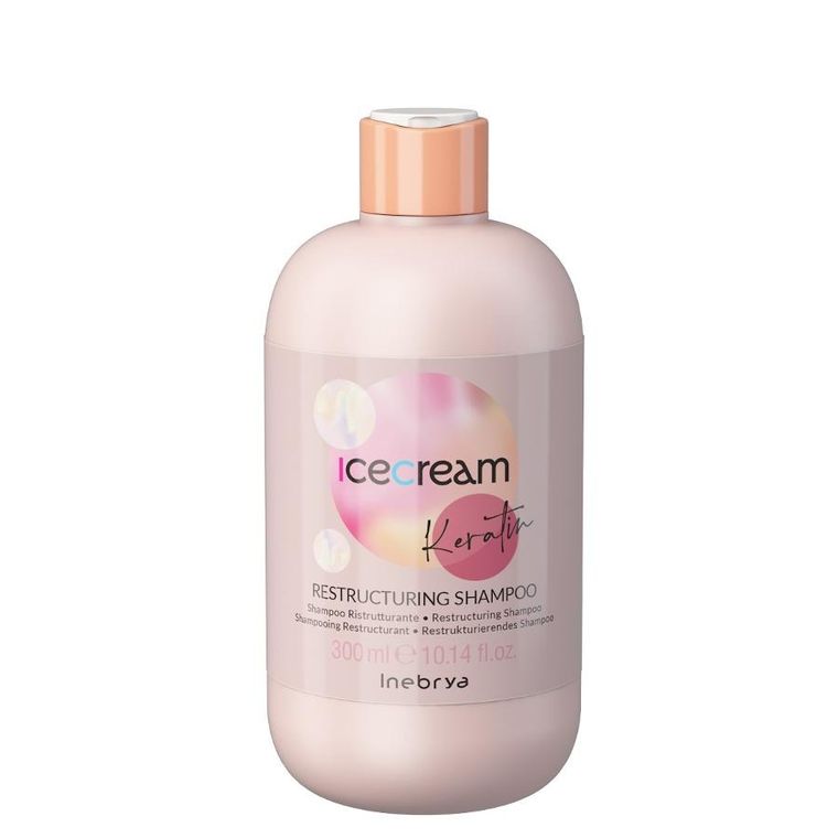 Inebrya, Ice Cream Keratin, restrukturyzujący szampon do włosów, 300 ml