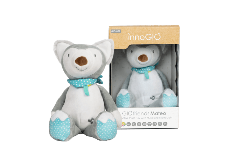 InnoGIO, GIOfriends, Mateo, szumiąca przytulanka z pozytywką i lampką nocną