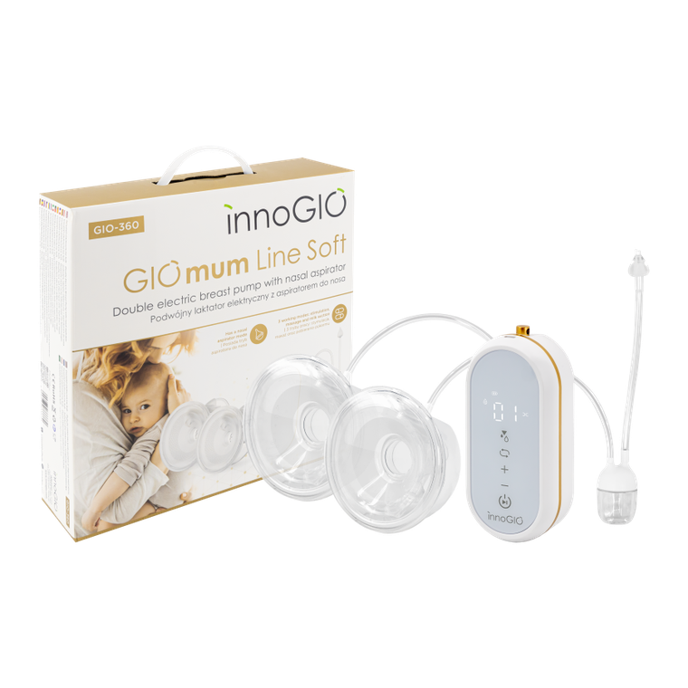 InnoGIO, GIOmumLine Soft, laktator elektryczny z aspiratorem, muszlowy, podwójny