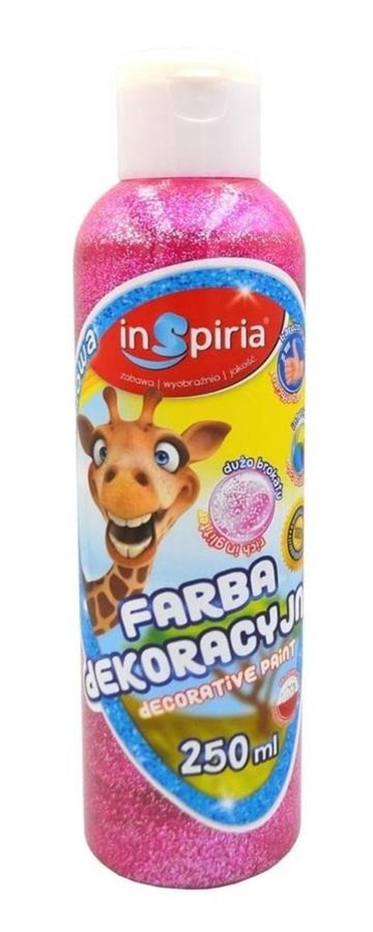 InSpiria, farba dekoracyjna, brokatowa, różowa, 250 ml