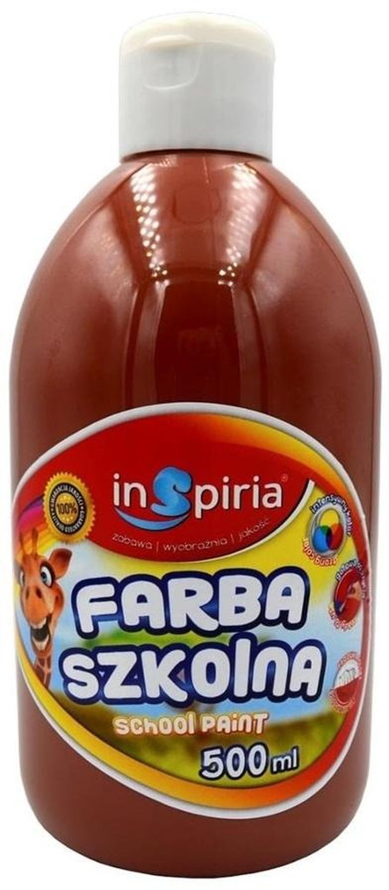 InSpiria, farba wodna szkolna, brązowa, 500 ml