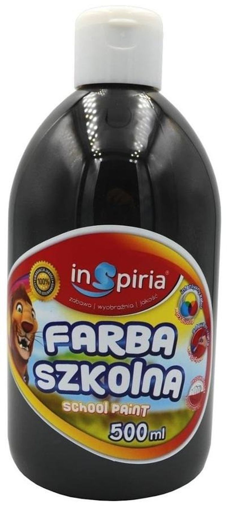 InSpiria, farba wodna szkolna, czarna, 500 ml
