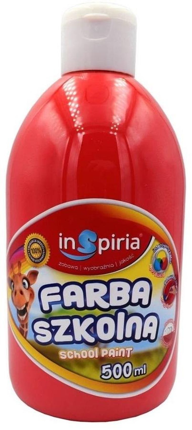 InSpiria, farba wodna szkolna, czerwona, 500 ml