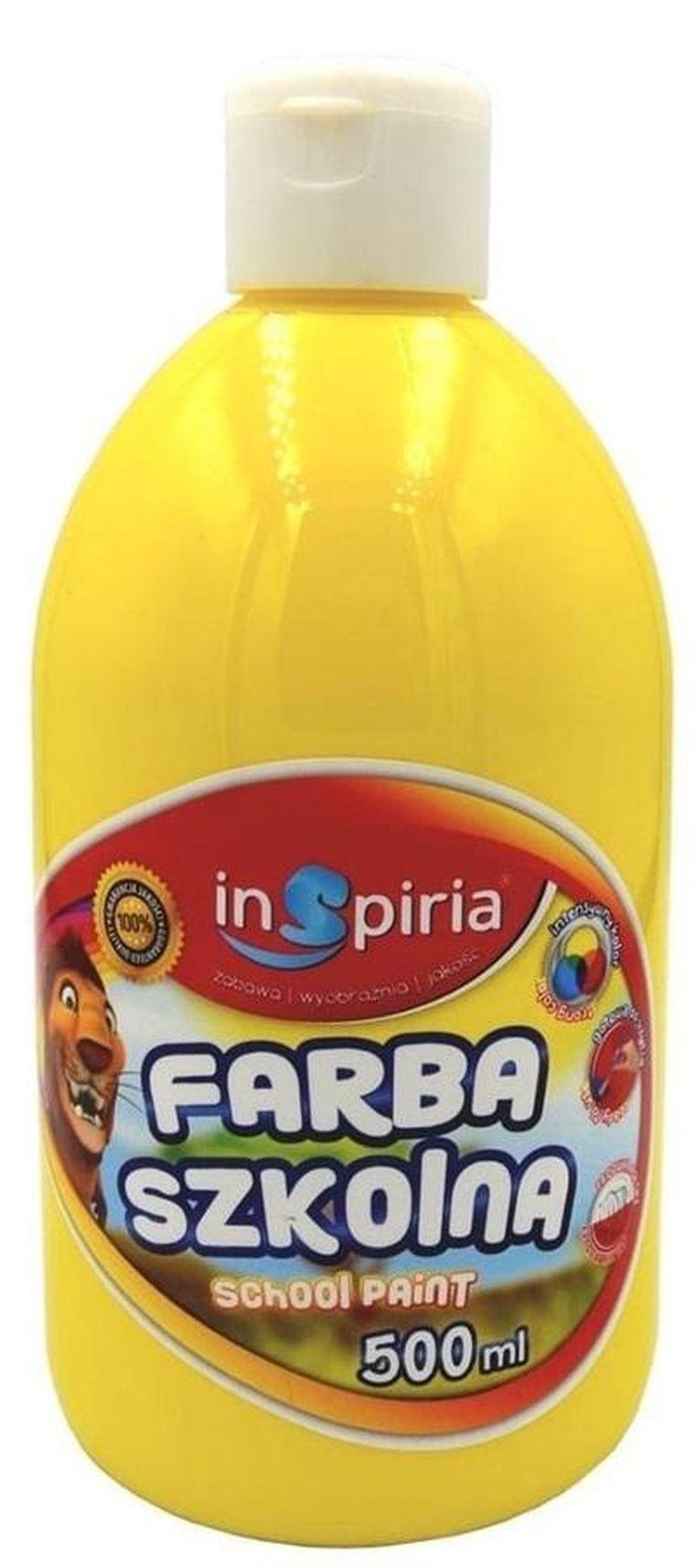 InSpiria, farba wodna szkolna, żółta, 500 ml