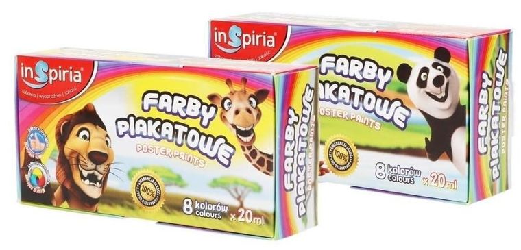 Inspiria, farby plakatowe, 8 kolorów, 20 ml