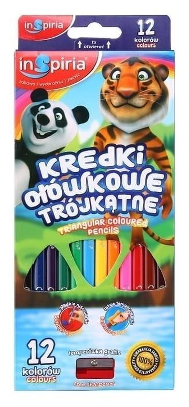 Inspiria, kredki trójkątne, 12 kolorów