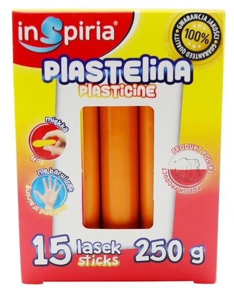 InSpiria, plastelina, pomarańczowa, 15 lasek, 250g