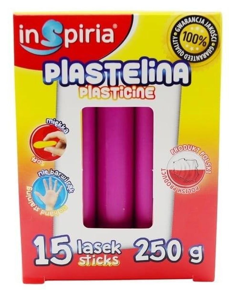 InSpiria, plastelina, różowa, 15 lasek, 250g