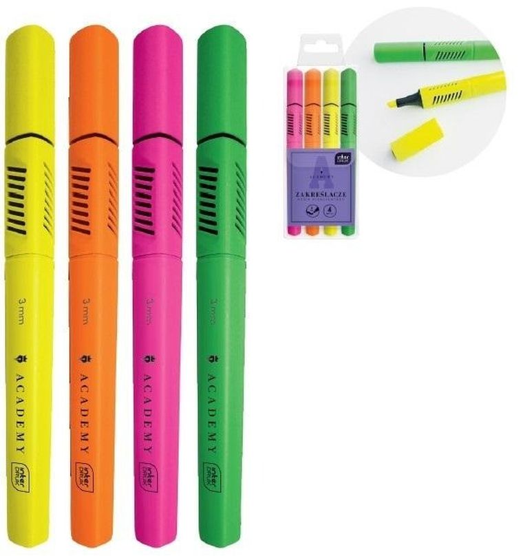 Interdruk, Academy, zakreślacz, neon, 4 kolory