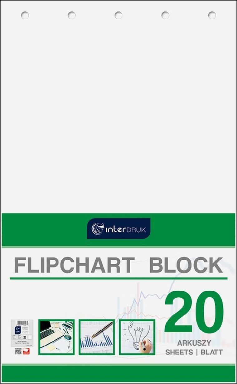 Interdruk, blok do flipcharta, gładki, 64-100 cm, 20 kartek