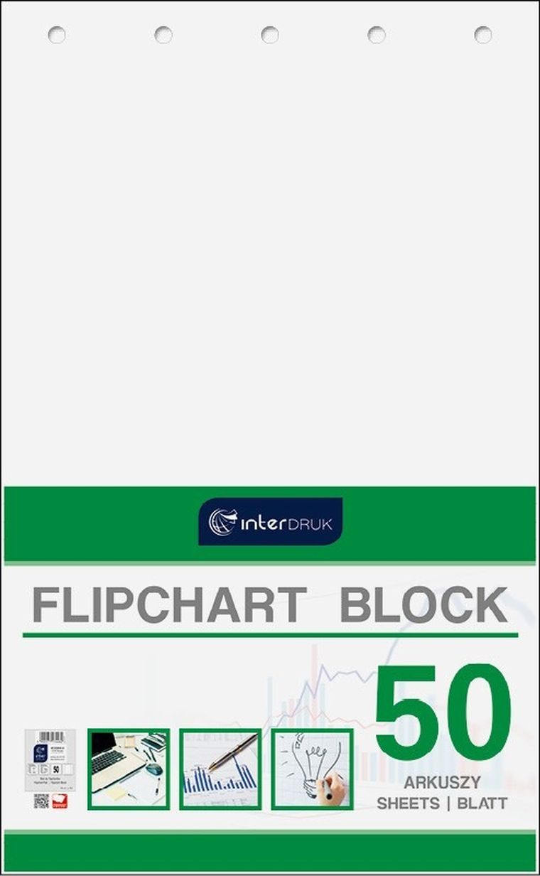 Interdruk, blok do flipcharta, gładki, 64-100 cm, 50 kartek