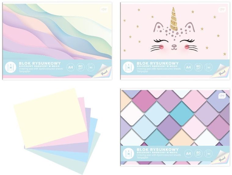Interdruk, blok rysunkowy, kolorowy, A4, pastel