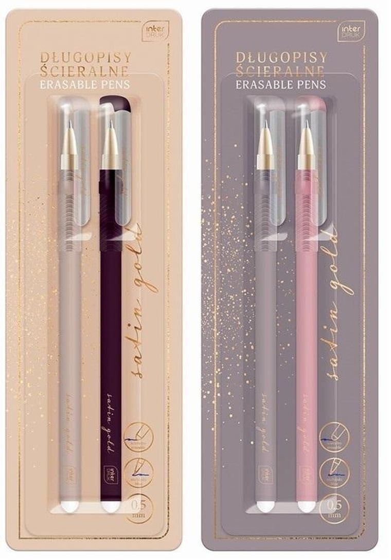 Interdruk, długopis ścieralny, Satin Gold, 2 szt.