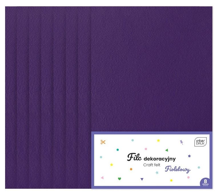 Interdruk, filc dekoracyjny A4, 8 arkuszy, fioletowy