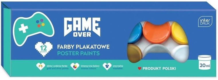 Interdruk, Game Over, farby plakatowe, 20 ml, 12 kolorów