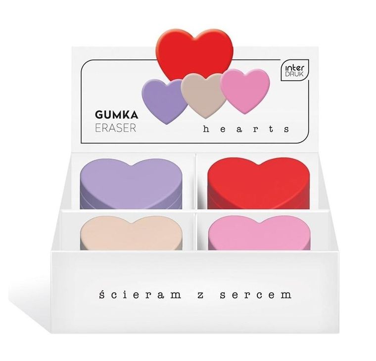 Interdruk, gumka do ścierania, Hearts, 20 szt.