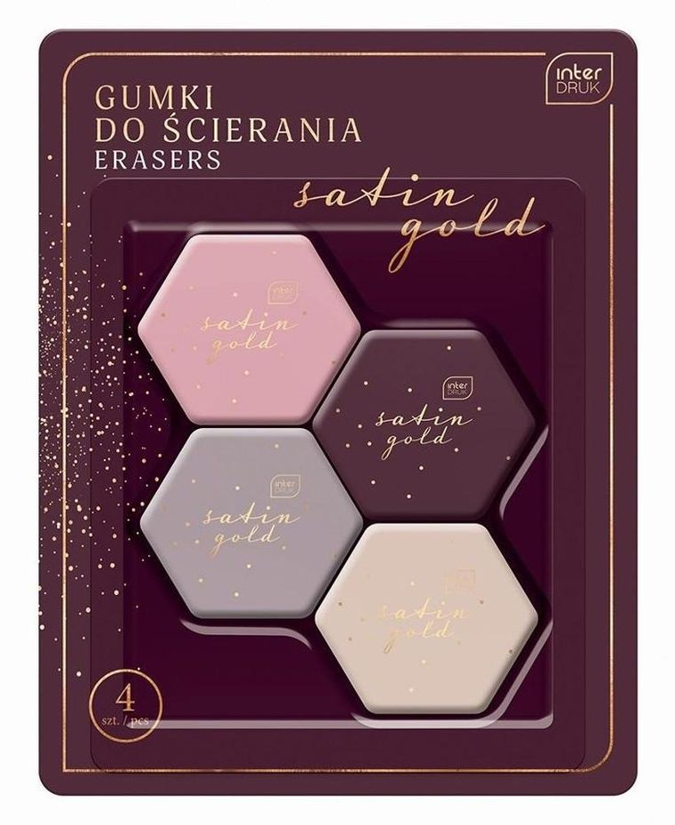 Interdruk, gumka do ścierania, Satin Gold, 4 szt.