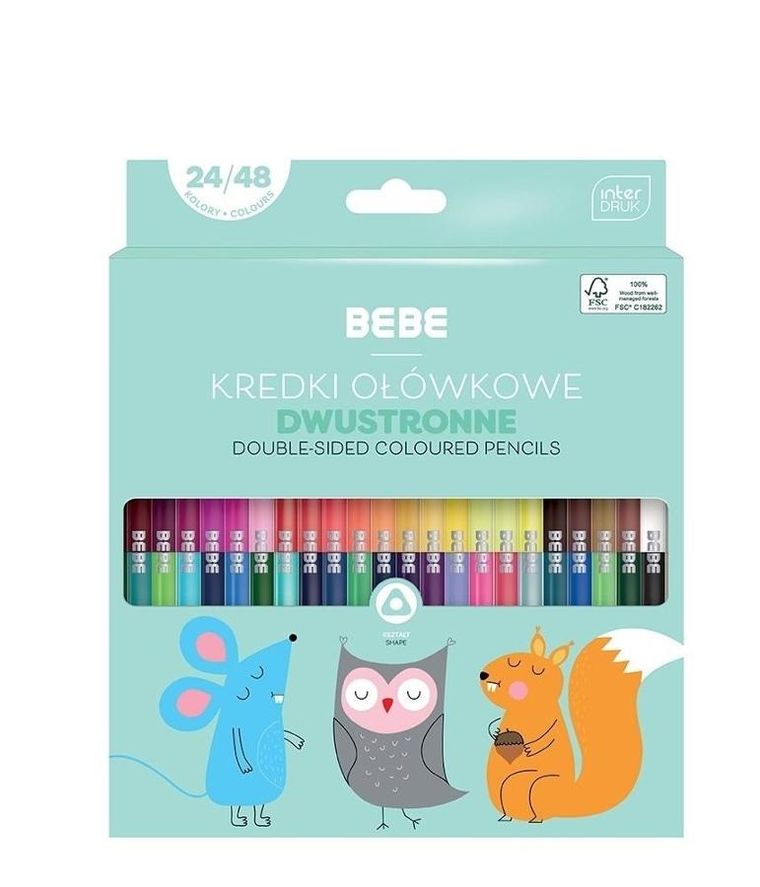 Interdruk, kredki ołówkowe dwustronne BB kids, 24/48 kolorów