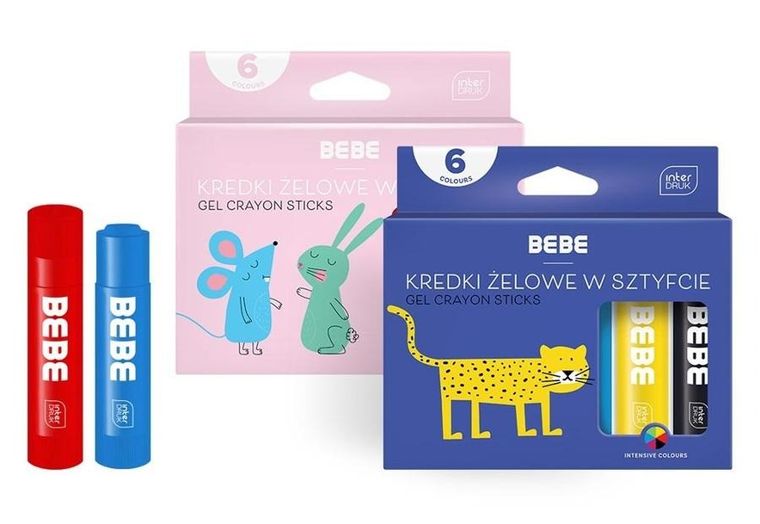 Interdruk, kredki żelowe w sztyfcie BB Kids, 6 kolorów, 10g