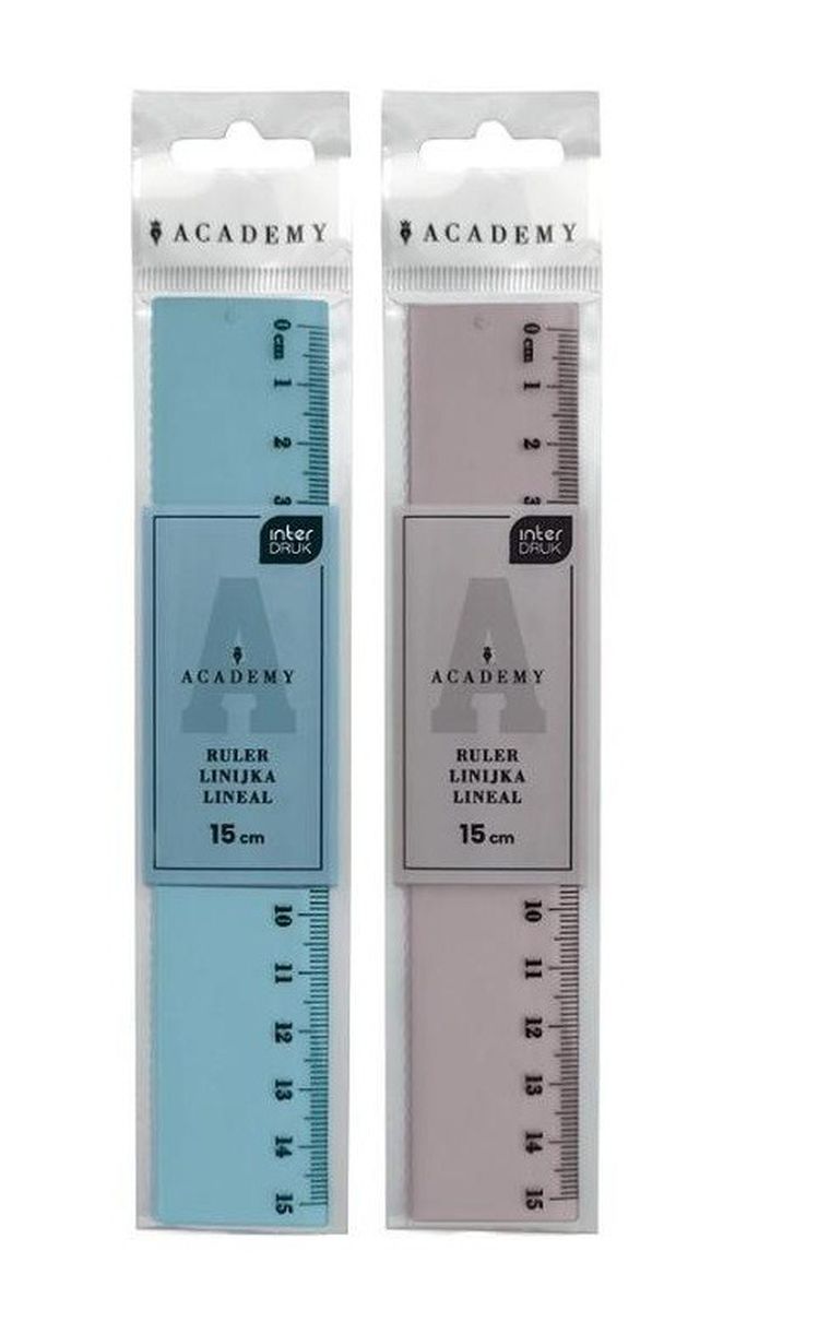 Interdruk, linijka, kolorowa, 15 cm, 1 szt.