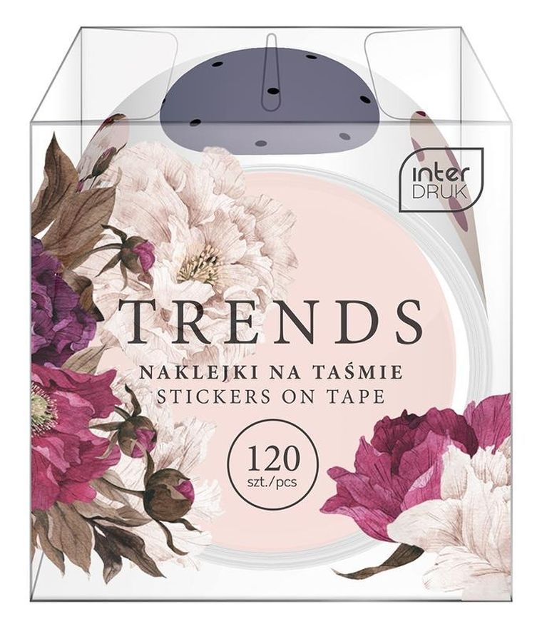 Interdruk, naklejki na taśmie, okrągłe, flowers