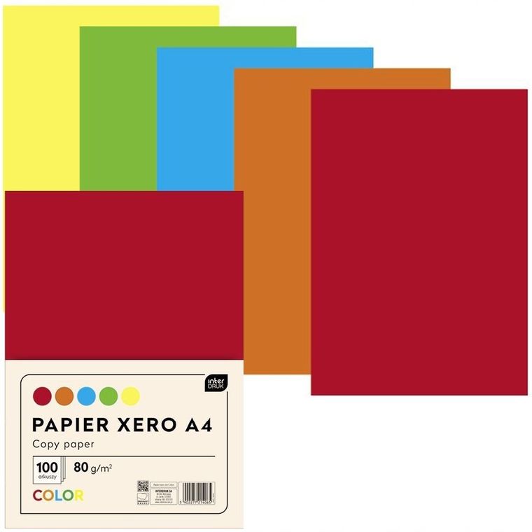 Interdruk, papier xero A4, 5 kolorów x 20 kartek