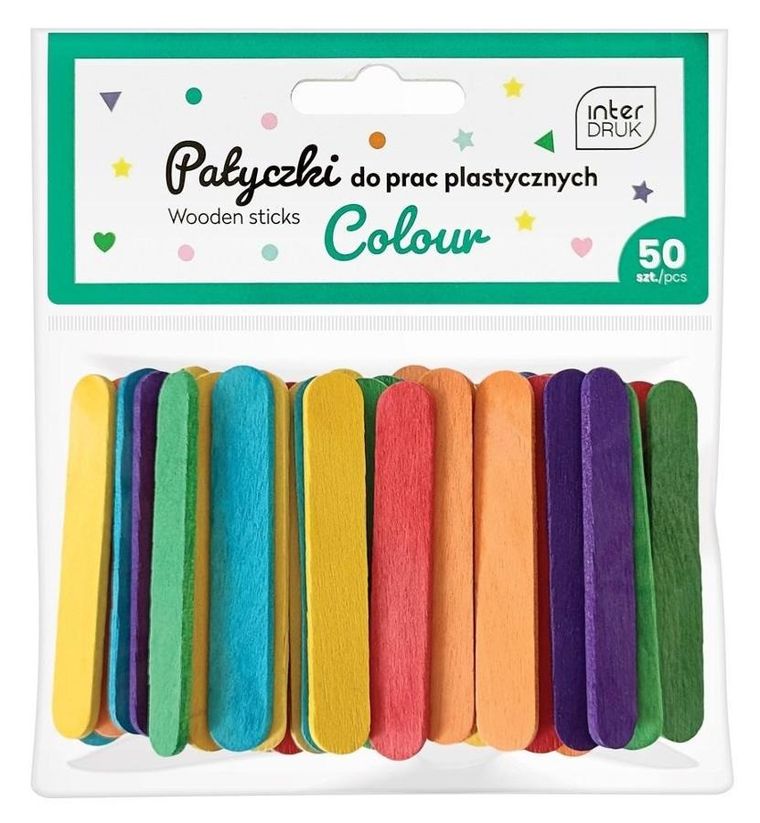 Interdruk, patyczki do prac plastycznych, 65 mm, 50 szt.