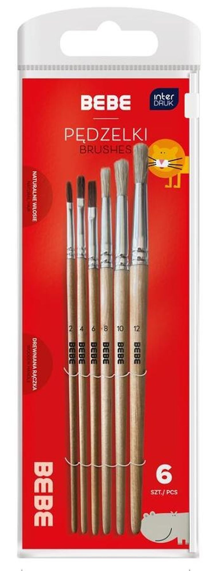 Interdruk, pędzelki drewniane, 6 szt.