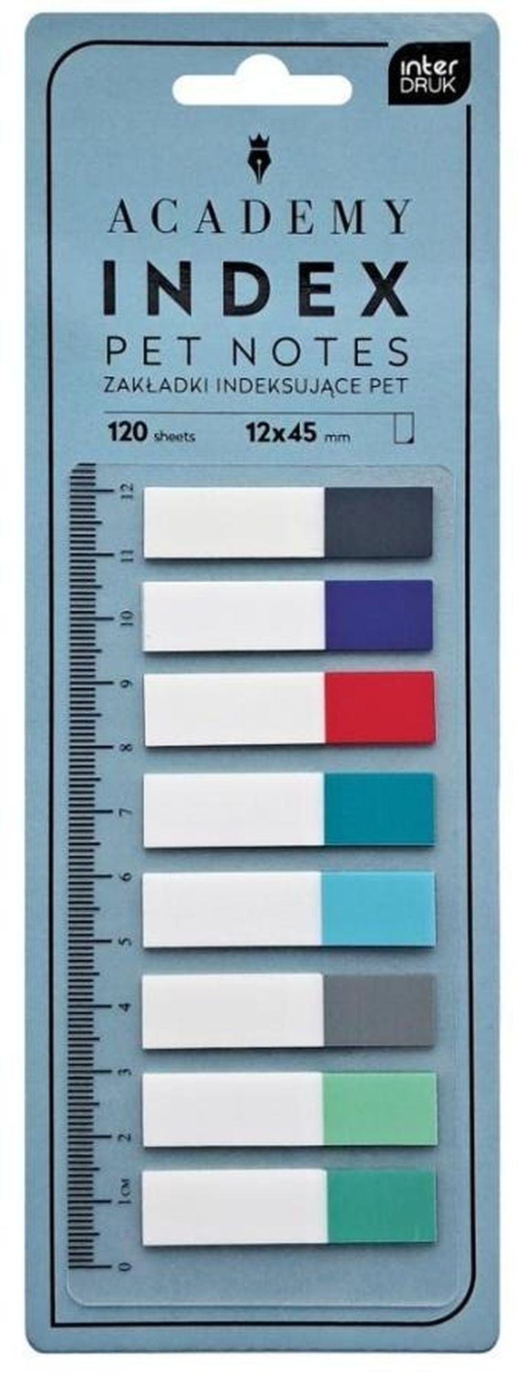 Interdruk, Pet Notes, zakładki indeksujące z linijką, Academy, 120 szt.