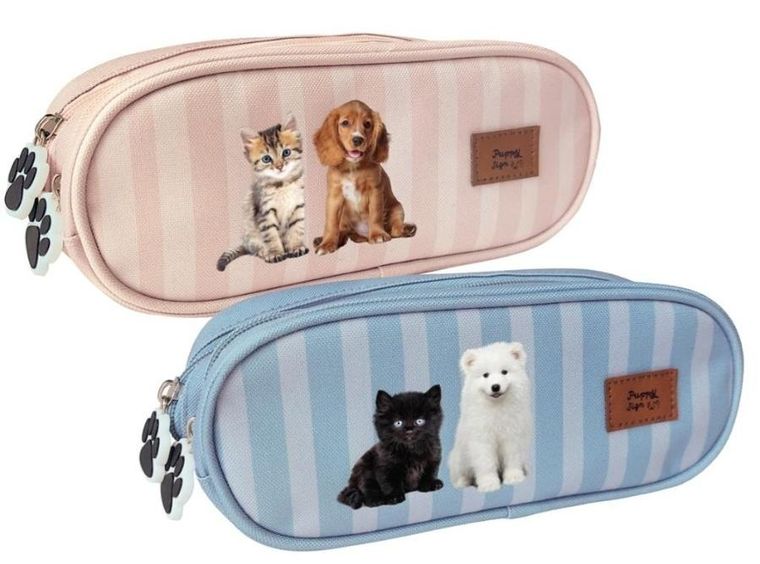 Interdruk, piórnik saszetka, 2-komorowy, Puppy Sign, 1 szt.