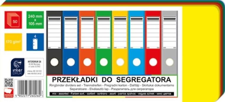 Interdruk, Przekładki do segregatora 240-105mm, 50 mix