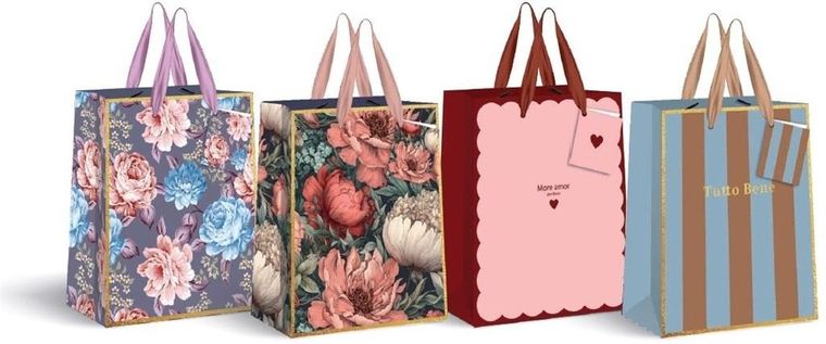 Interdruk, torebka prezentowa, średnia, złota, 26,5-33-13 cm, 1 szt.