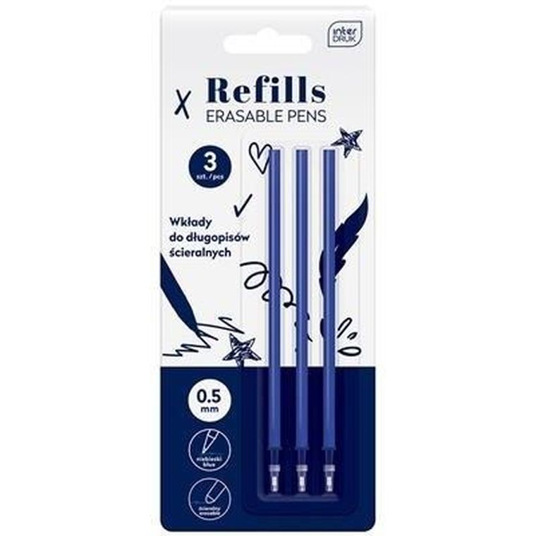 Interdruk, wkład do długopisu ścieralnego, 3 szt.