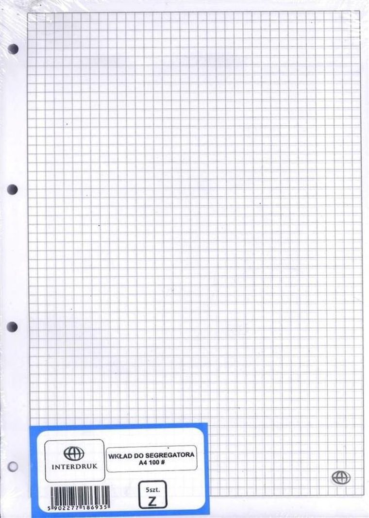 Interdruk, wkład do segregatora A4/100K kratka, 5 szt.