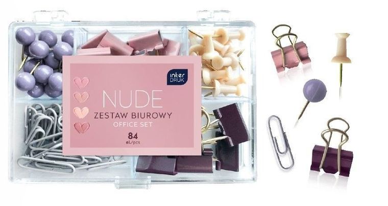 Interdruk, zestaw biurowy, 84 elementy, nude