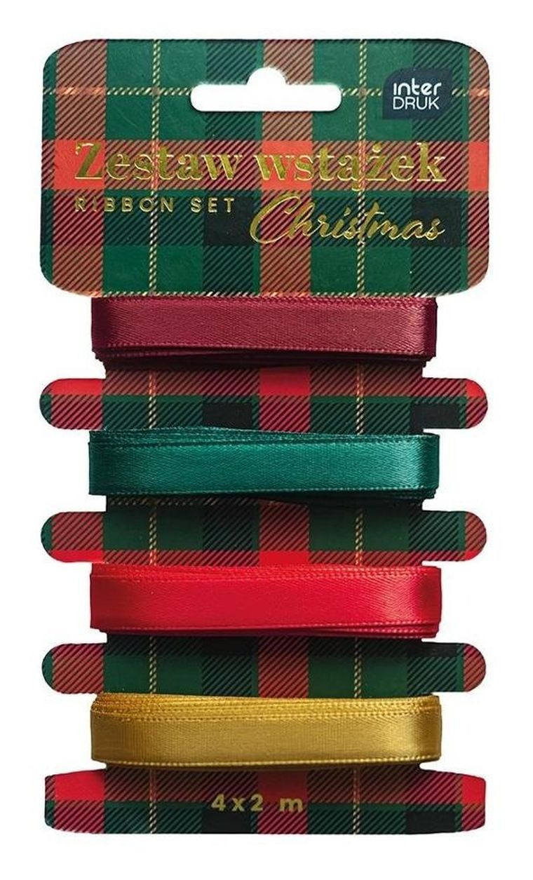 Interdruk, zestaw wstążek satynowych, Christmas, 4-2m