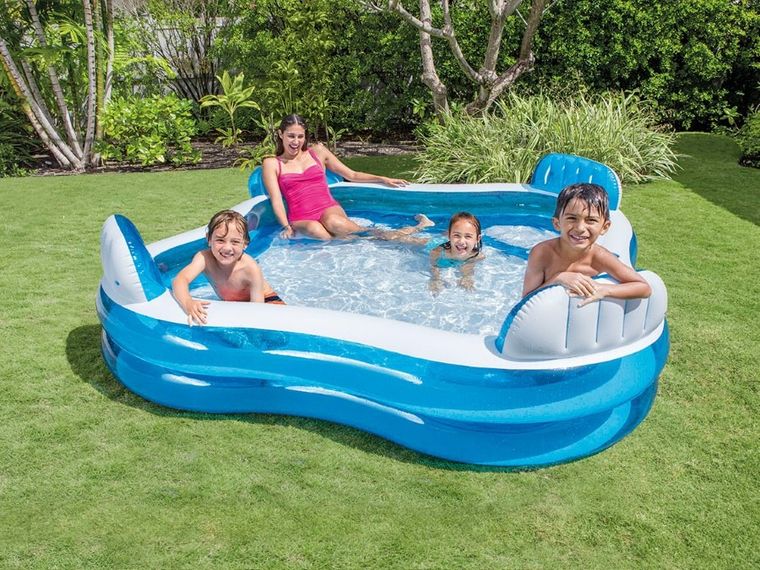 Intex, basen dmuchany z siedziskami, kwadratowy, 229-229-66 cm