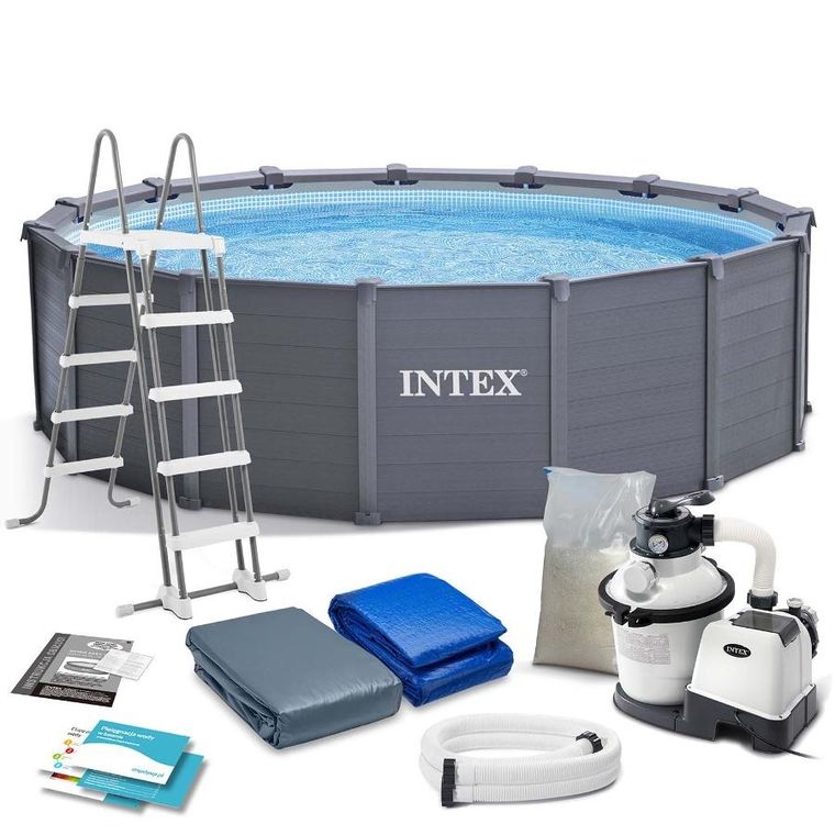 Intex, basen ogrodowy panelowy, 478-124 cm, zestaw 12w1