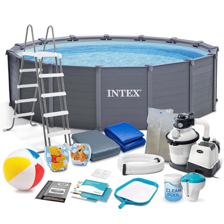Intex, basen ogrodowy panelowy, 478-124 cm, zestaw 18w1