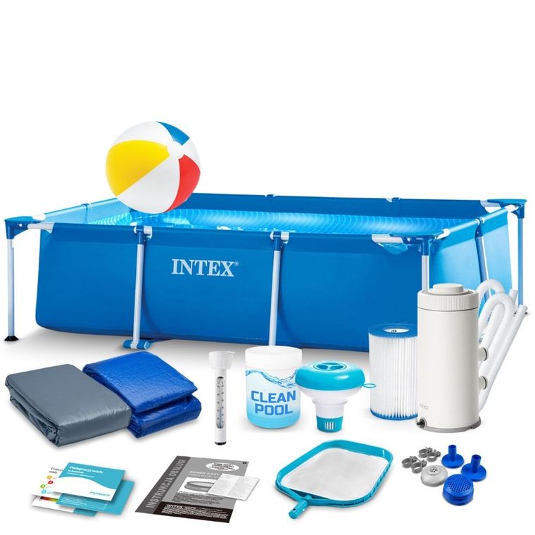 Intex, basen ogrodowy, stelażowy, 260-160-65 cm, zestaw 15w1
