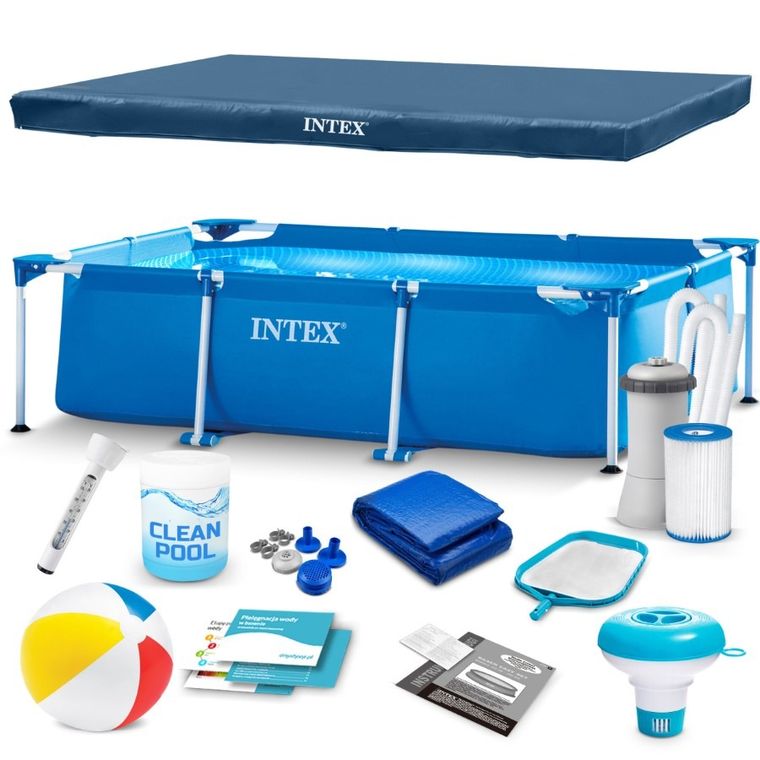 Intex, basen ogrodowy, stelażowy, 300-200-75 cm, zestaw 15w1