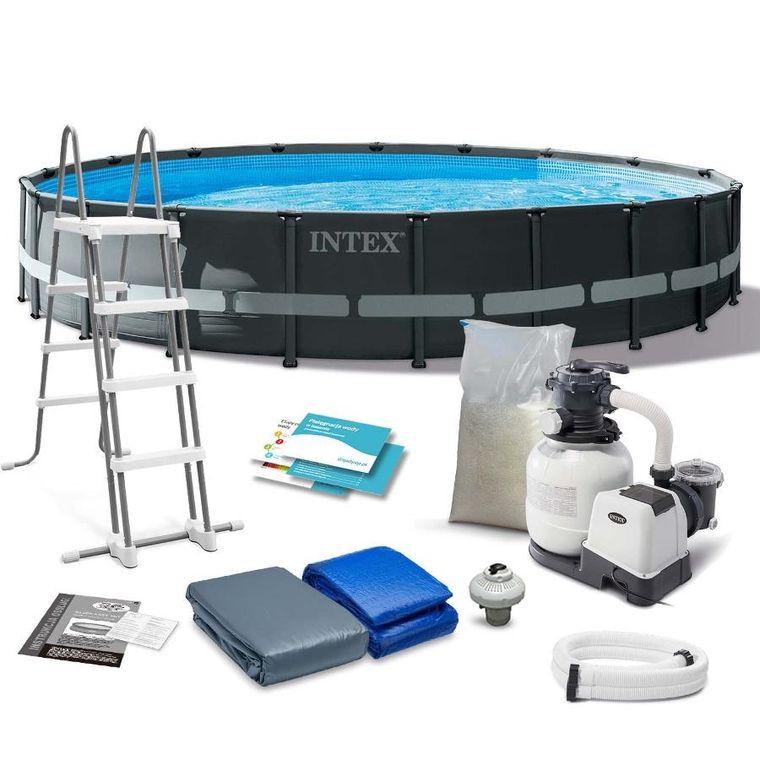Intex, basen ogrodowy stelażowy, 610-122 cm, zestaw 12w1