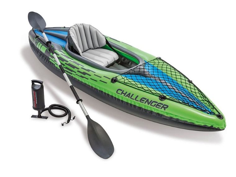 Intex, Challenger K1, kajak dmuchany, z wiosłami i pomką, 274-76-33 cm