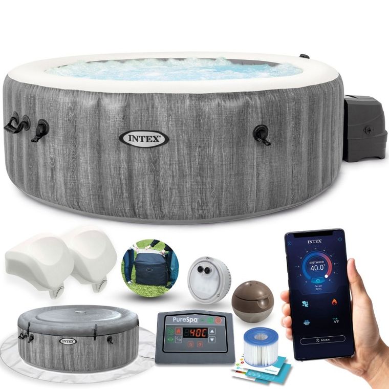 Intex, dmuchane SPA jacuzzi z hydromasażem, 4 os., 196-71 cm