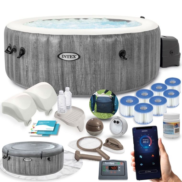 Intex, dmuchane SPA z hydromasażem z akcesoriami, 4 osobowe, 196-71 cm