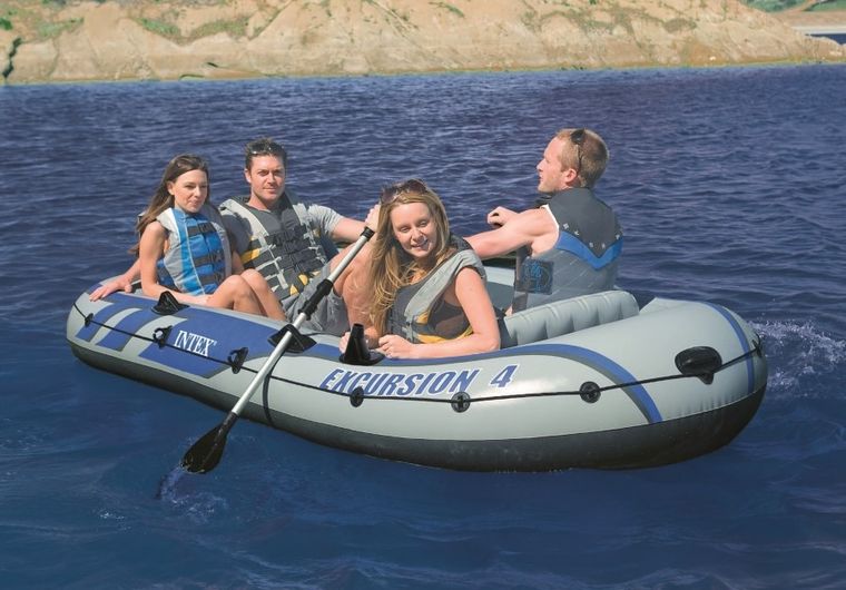 Intex, Excursion 4, ponton, z wiosłami i pompką, 315-165-43 cm