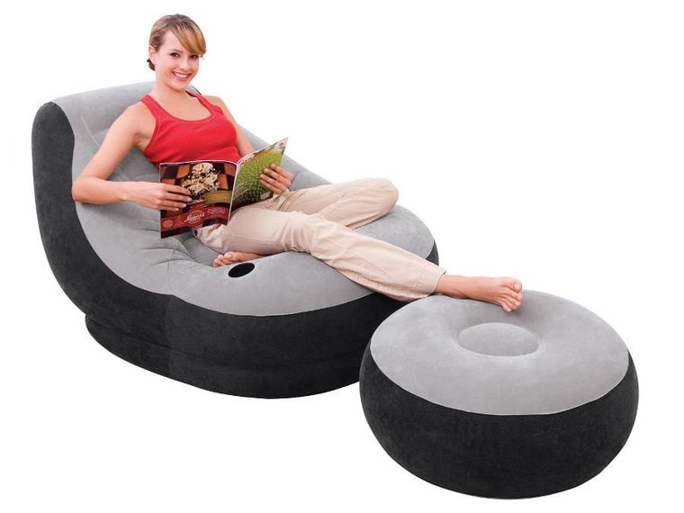 Intex, fotel dmuchany + podnóżek, 130-99-76 cm