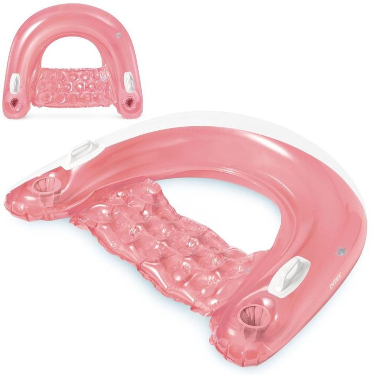 Intex, fotel do pływania z uchwytami, różowy, 147-99 cm