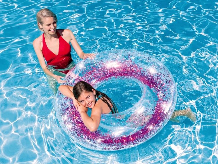 Intex, koło dmuchane, brokatowe, różowe, 107 cm